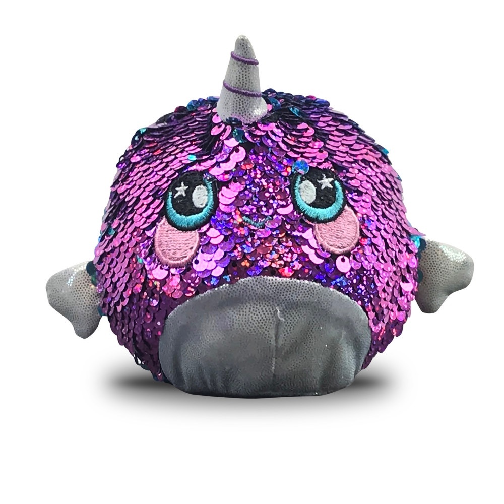 Squeezamal, Two-Sided Sequin Shelby Sparkle Narwhal-NWOT